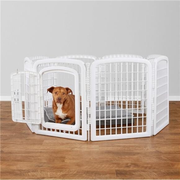 8-Panel Octagonal Plastic Pet Pen Fence Enclosure With Gate, 59 x 58 x 28 Inches - Picture 7 of 8